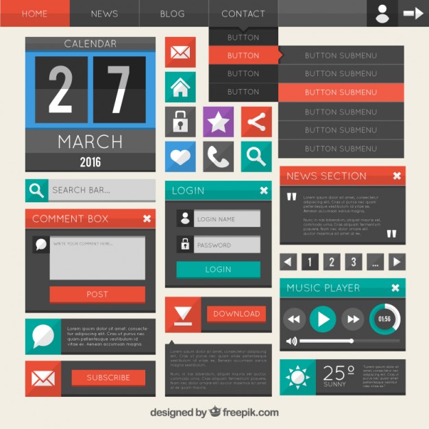 flat-website-design-element-collection