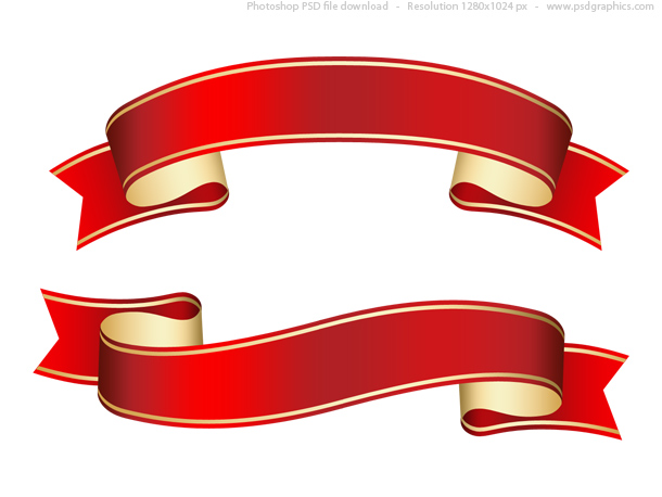 free psd ribbons red