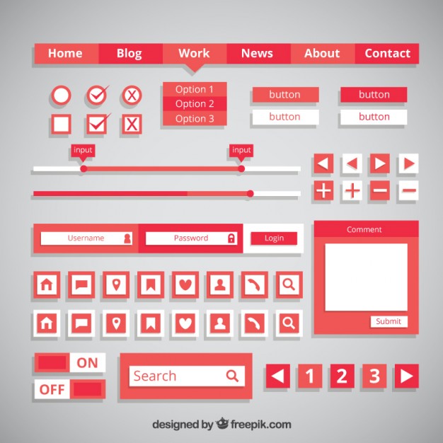 red-web-buttons-and-elements-in-flat-design