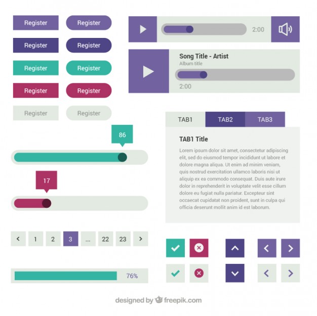 variety-of-web-elements-in-flat-design