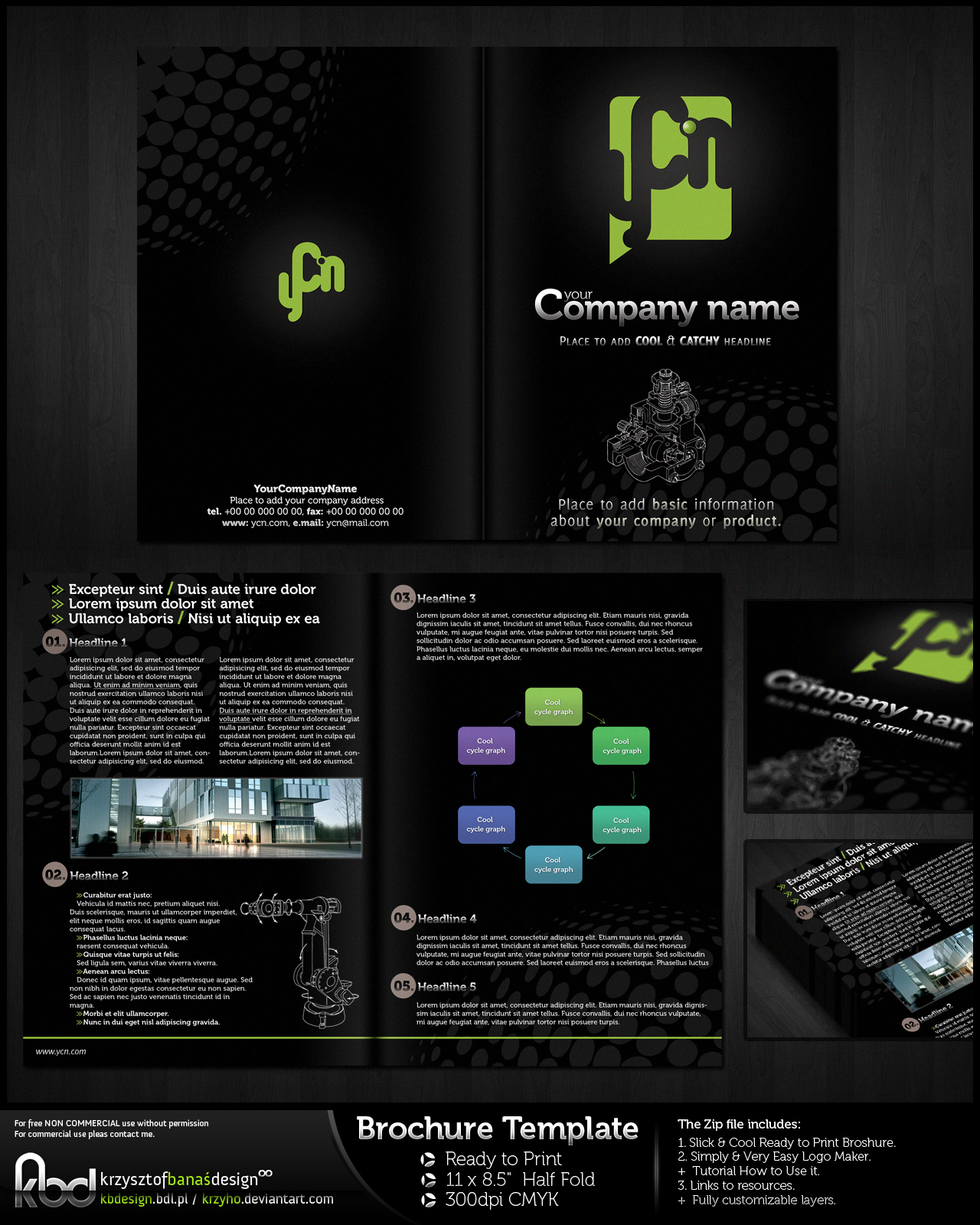 dark brochure template bi-fold