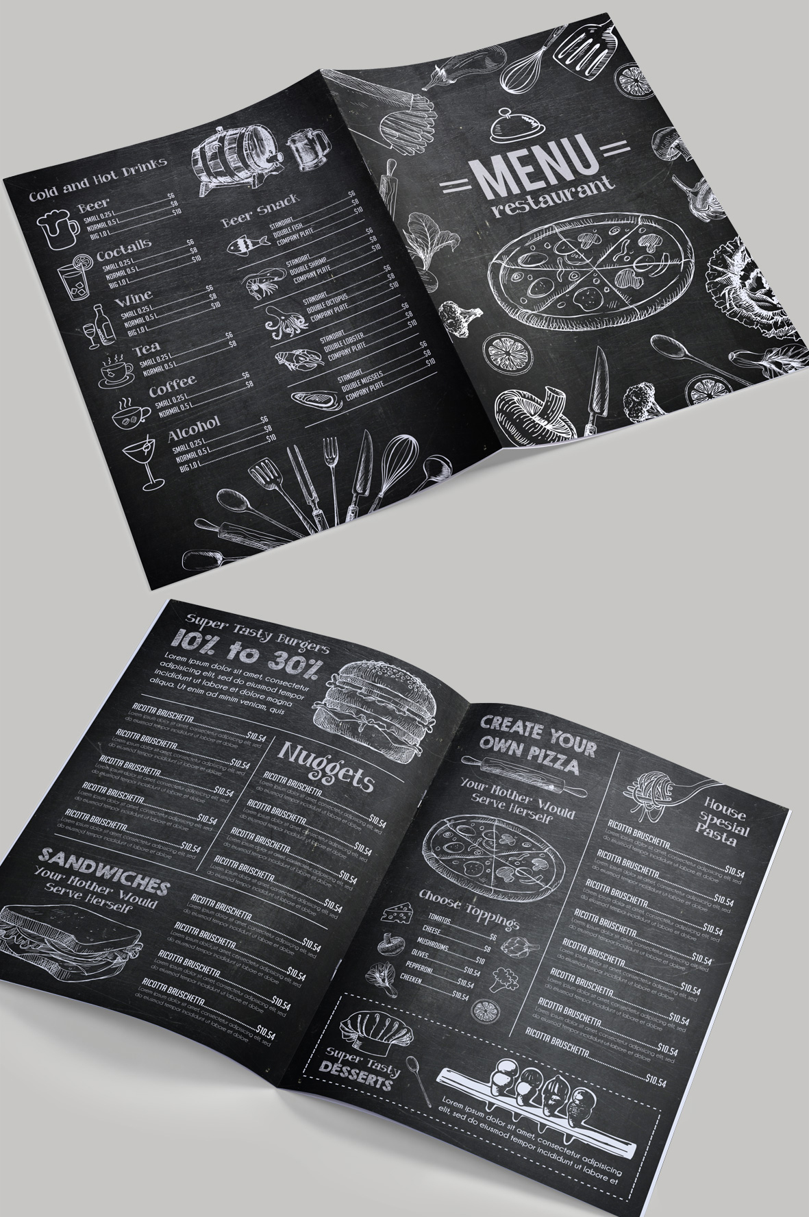 free-menu-blackboard-bi-fold-brochure