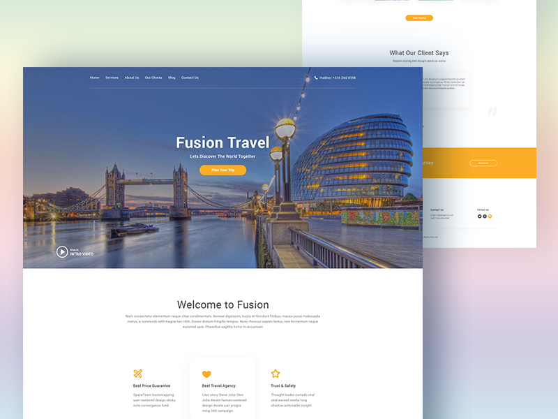 fusion travel web design template