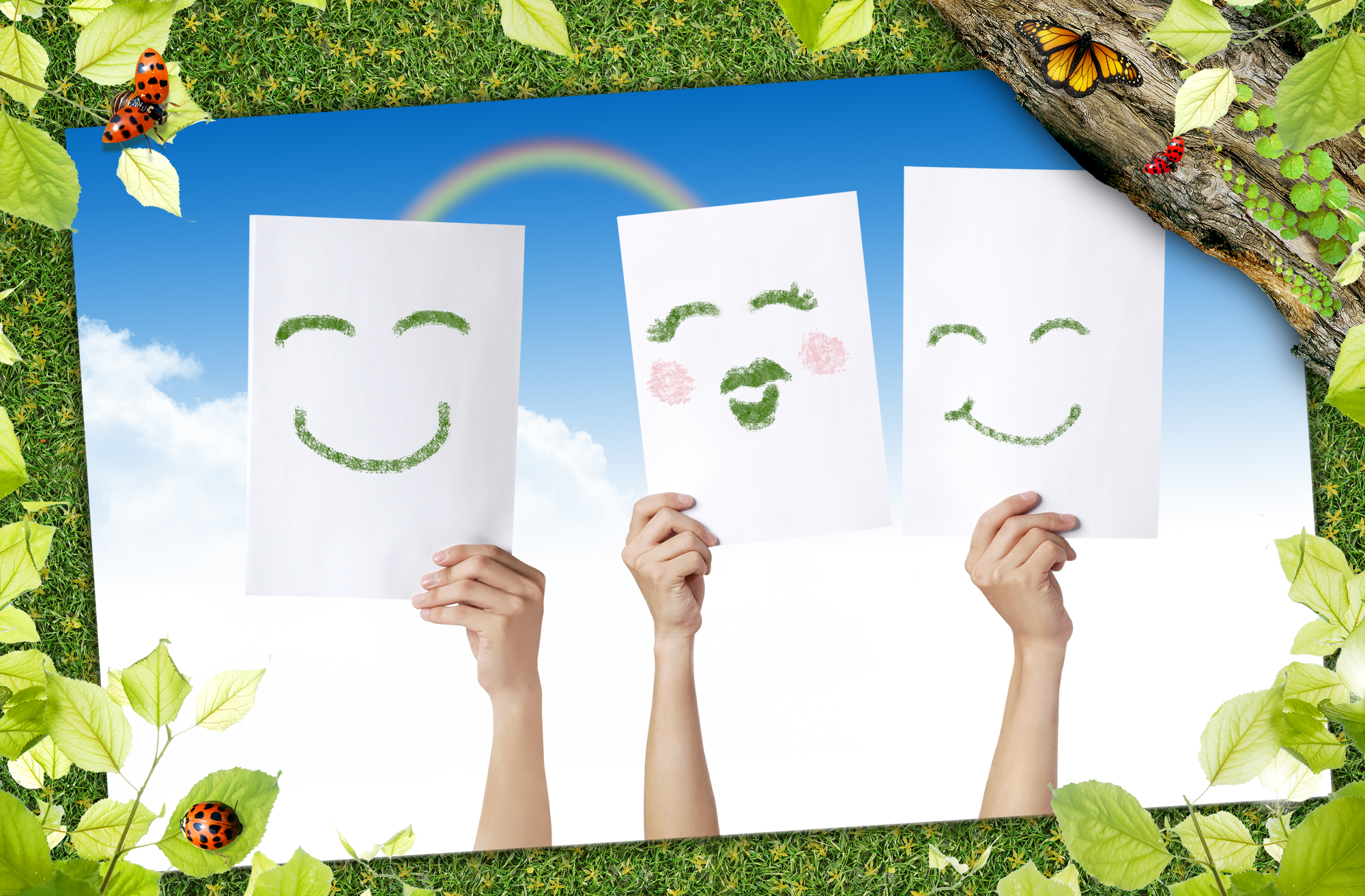 green nature with smiles free psd background 2000x1314