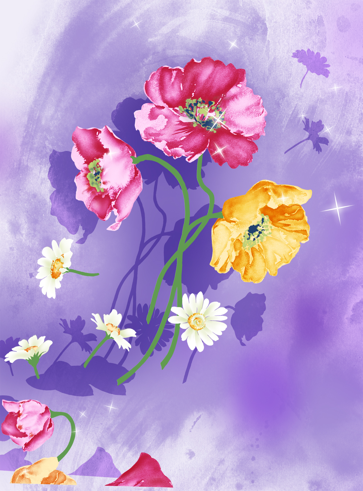 watercolor background with flowers psd