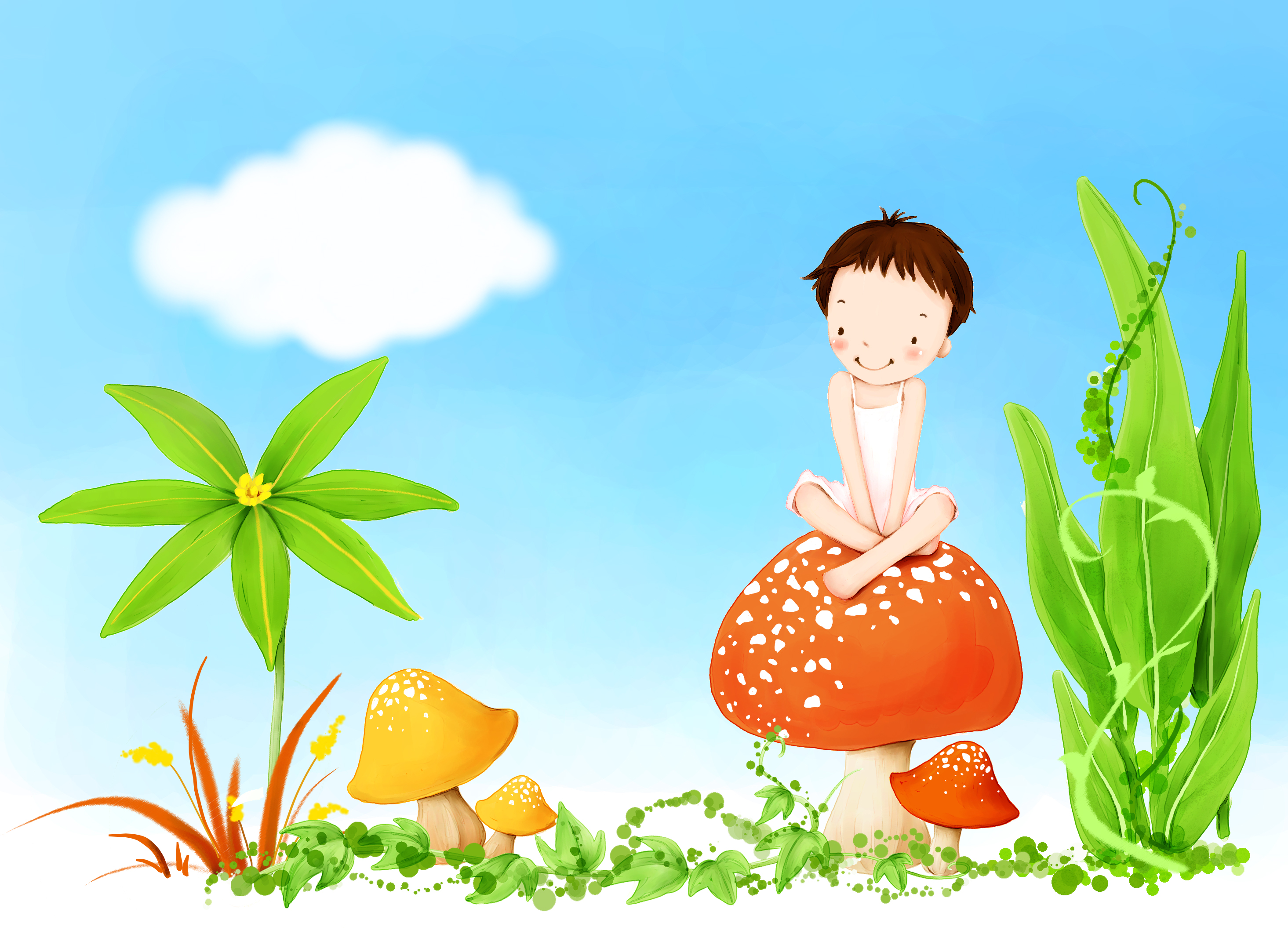kid on mushroom
